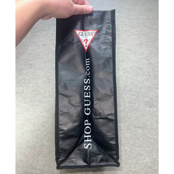 GUESS Reusable Tote Bag Maya Brynne Norman Black White Red Logo 15x15.5x6 - Picture 5 of 7